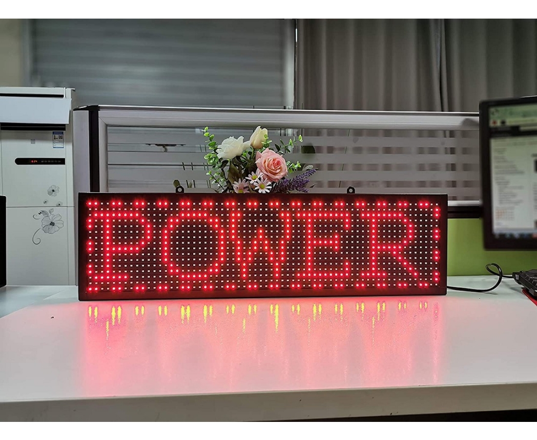 P10 LED Single Color Sign 26''x8'' Scrolling Message LED Sign for Business Programmable Display Message Rolling (Red)