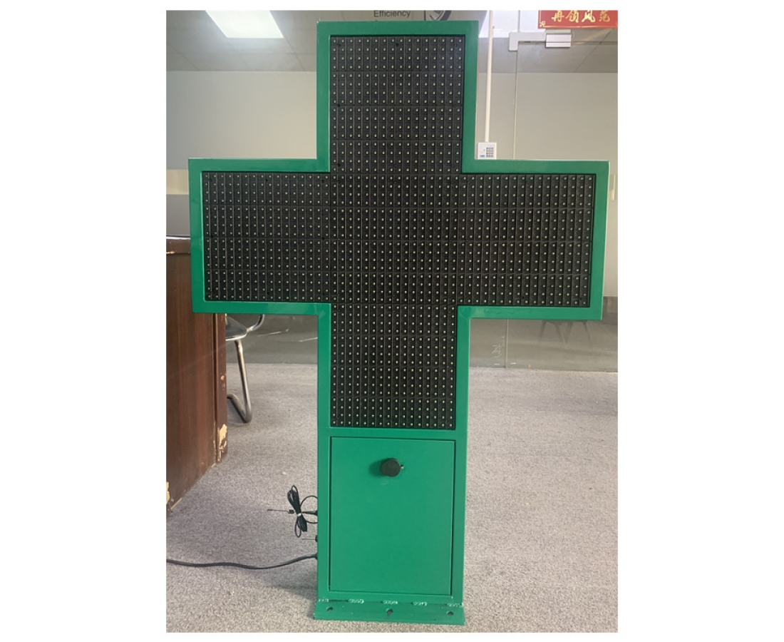 P10 500x500mm Monochrome DIP LED Pharmacy Cross